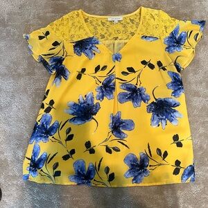 Yellow Floral Lace Top